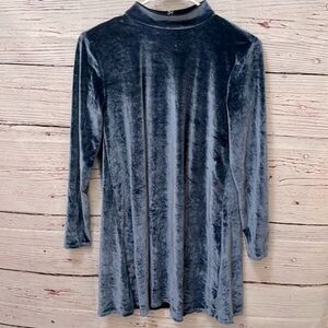 Forever 21 Blue Velvet Long Sleeve Mini Dress